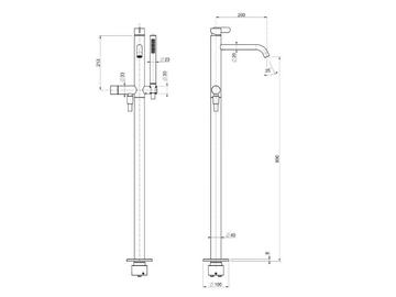 SWING 5930517 - Floor standing single handle bathtub mixer with hand shower by QD Magistro Lab - view 3